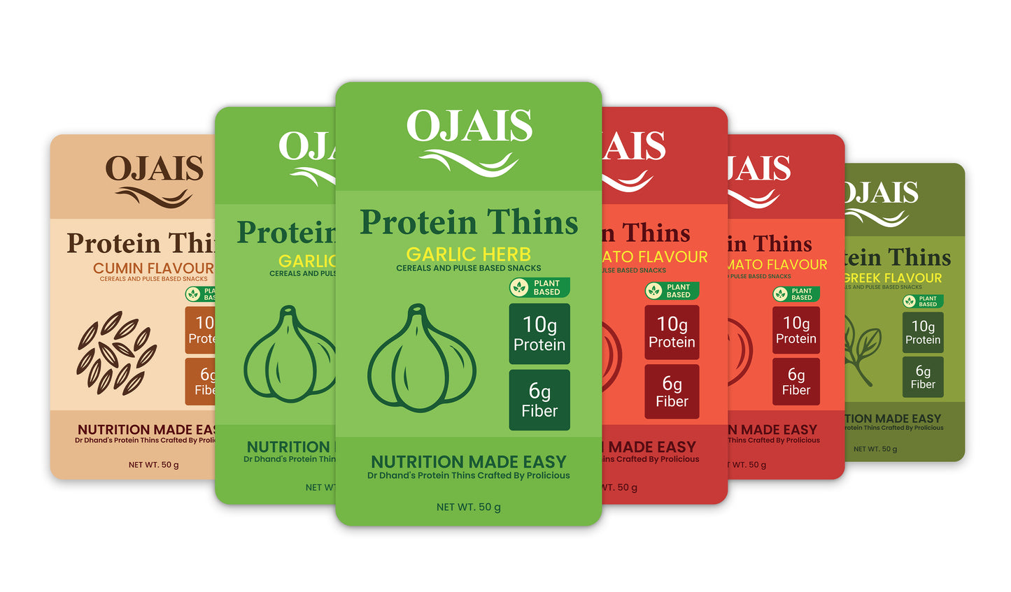 PROTEIN THINS- MIXED FLAVORS- 6 PACKETS (2 GARLIC & HERB, 2 TANGY TOMATO, 1 CUMIN SEED, 1 FENUGREEK)